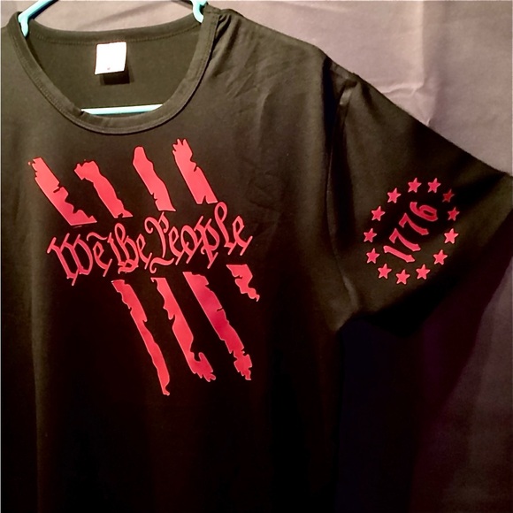 NWT Black T-Shirt Crew Neck Short Sleeve w/ Red wording: "WE THE PEOPLE" - Picture 5 of 5